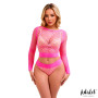 Yara Long Sleeve Fishnet Set Pink Fluor One Size