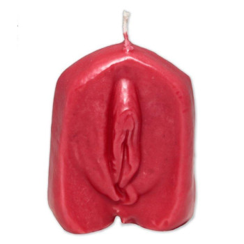 Red vagina-shaped candle