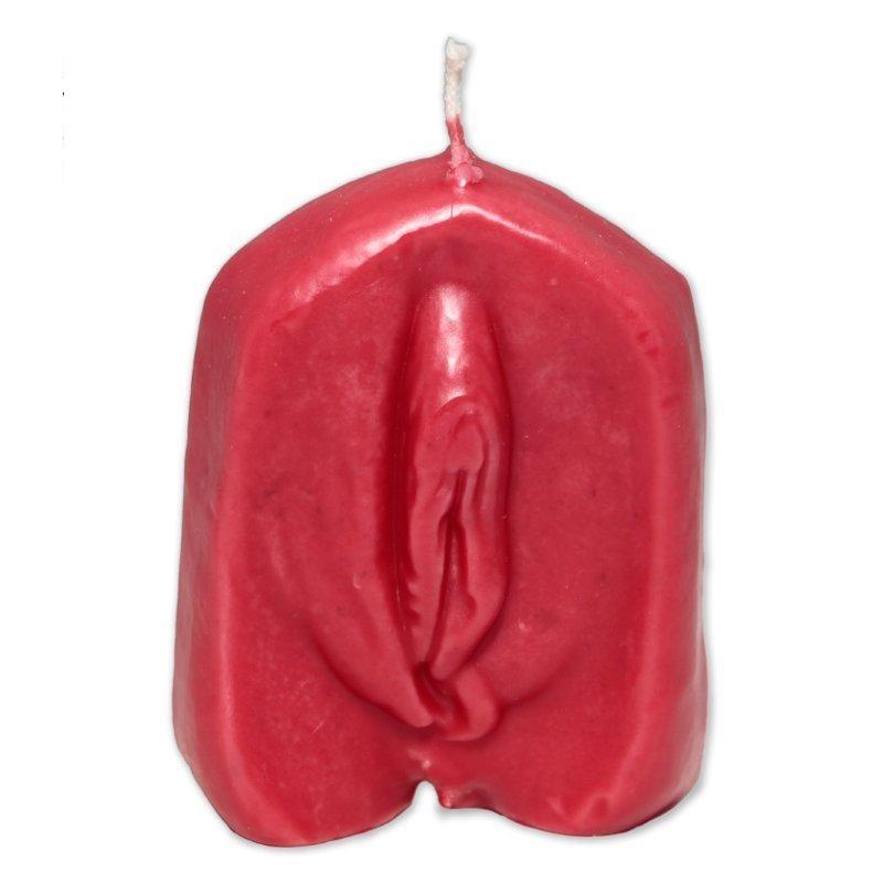 Red vagina-shaped candle