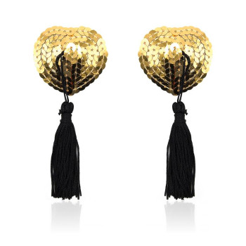 Heart Nipple Cover with Gold Sequins