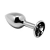 Metal Anal Plug with Black Jewel Size L