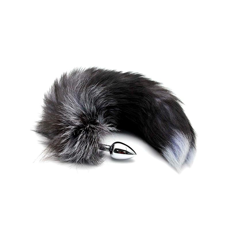 Black And White Fox Tail Plug S