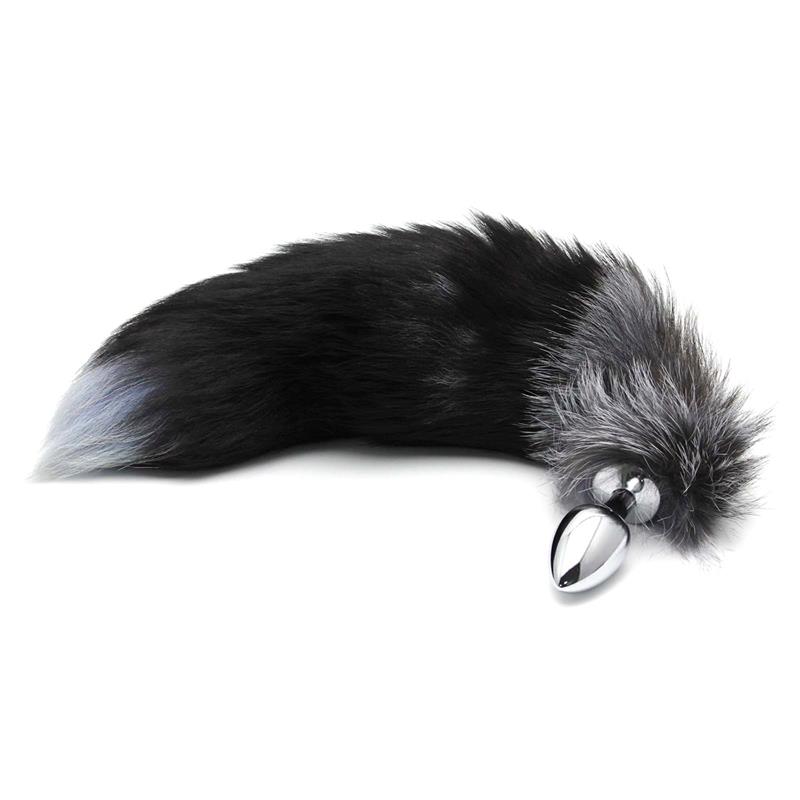 Black And White Fox Tail Plug M