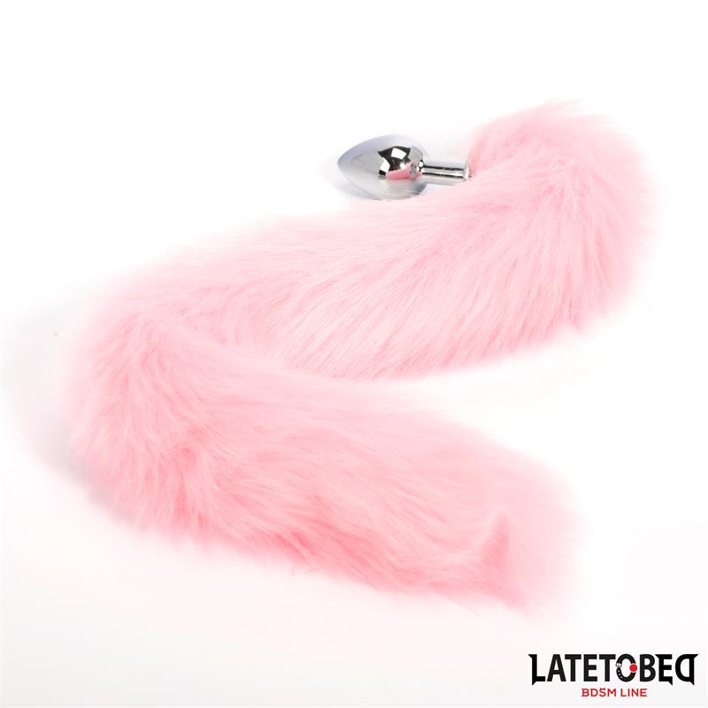 Anal Plug with Fox Tail Pink 40 cm