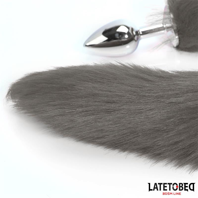 Anal plug with tail Gray 40 cm