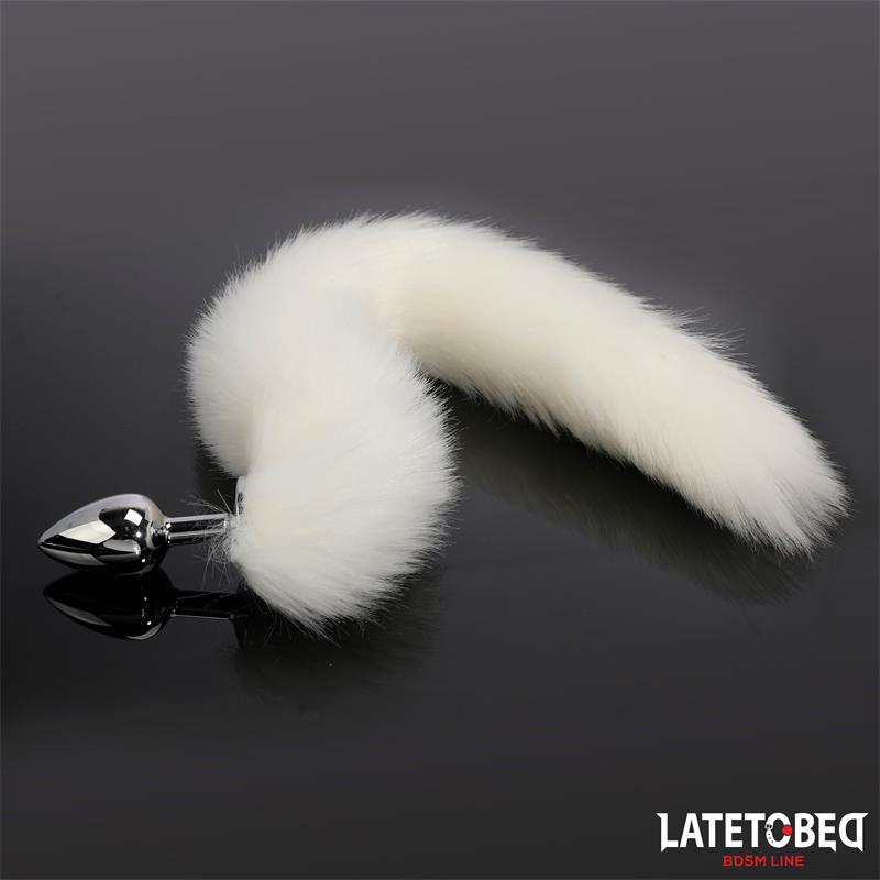 Anal plug with tail White 40 cm