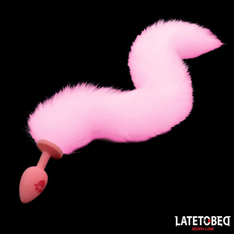 Pink Silicone Fox Tail Anal Plug Pink