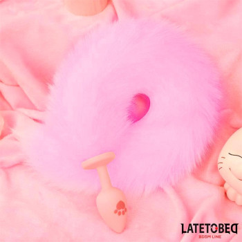 Pink Silicone Fox Tail Anal Plug Pink