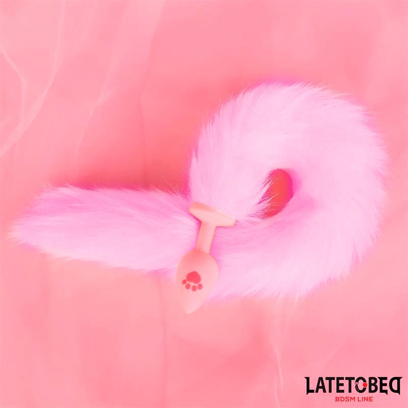 Pink Silicone Fox Tail Anal Plug Pink