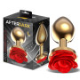 Golden Metal Anal Plug with Red Rose Base Size L