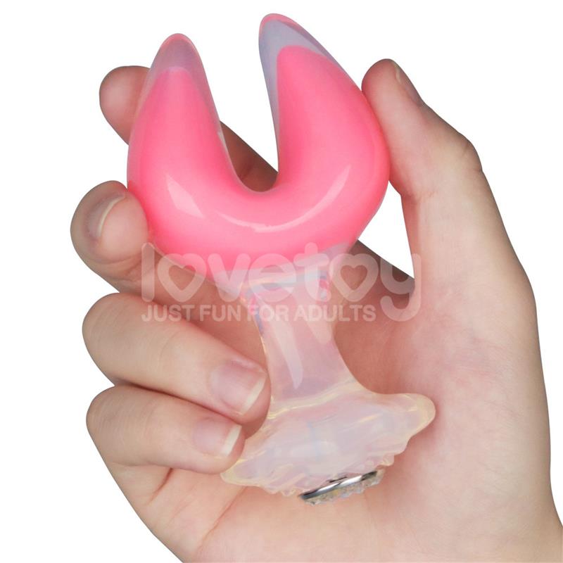 Gemoria Silicone Butt Plug dual crescent-shaped tip Glow Dark