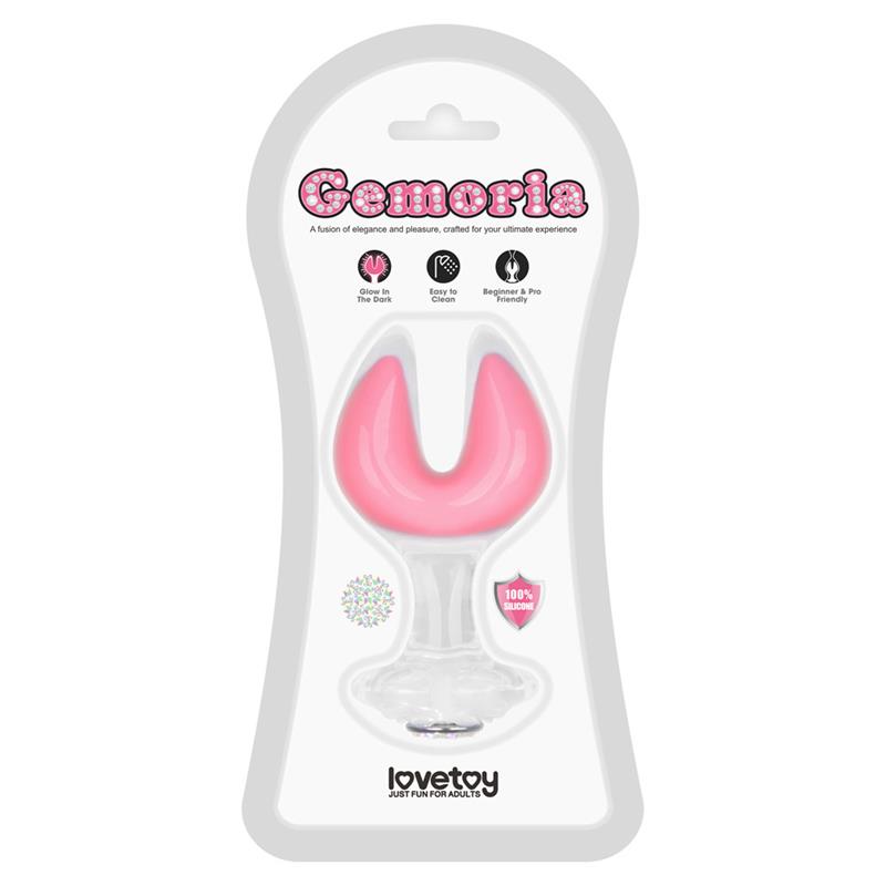 Gemoria Silicone Butt Plug dual crescent-shaped tip Glow Dark