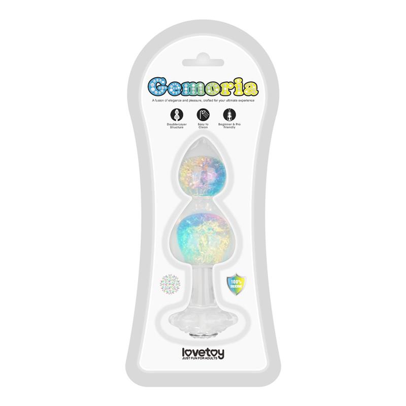 Gemoria Silicone Butt Plug with Crystal Sphere Multicolor