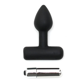 Butt Plug with Vibrating Bullet Black