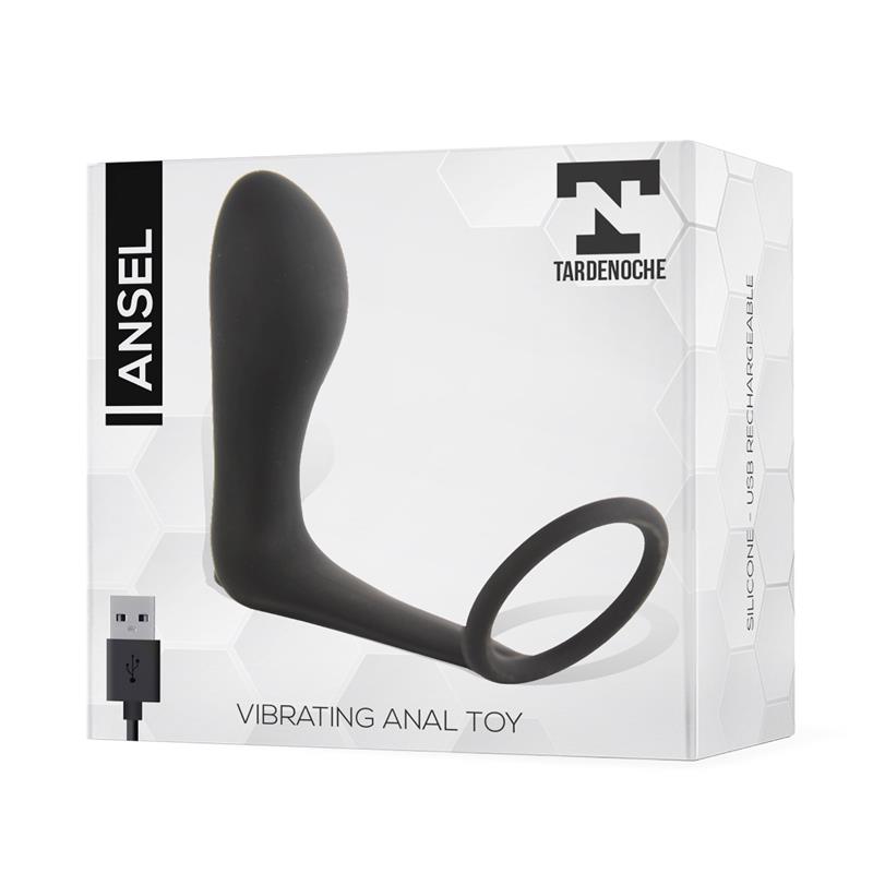 Ansel Anal Plug with Vibration and Cock Ring USB Silicone