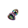 Rainbow Effect Metal Butt Plug with Heart Jewel 2,7