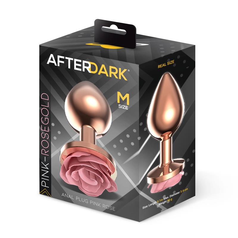 Rosegold Metal Anal Plug with Pink Rose Base - Size M