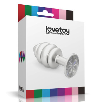 Spiral Butt Plug Rosebud with Clear Jewel