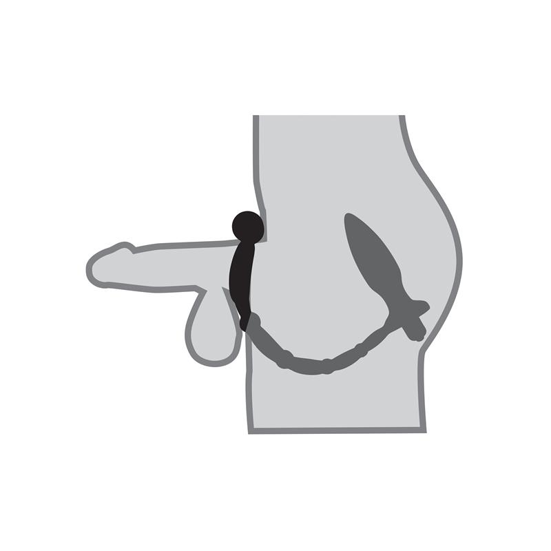 Anal Plug with Chain and Vibration Ass-Kicker Black