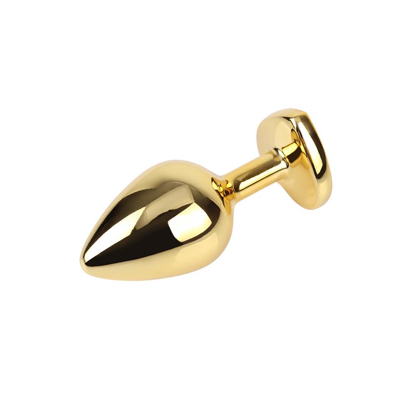 Clear Heart Golden Anal Plug with Jewel Size M