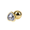 Clear Heart Golden Anal Plug with Jewel Size M