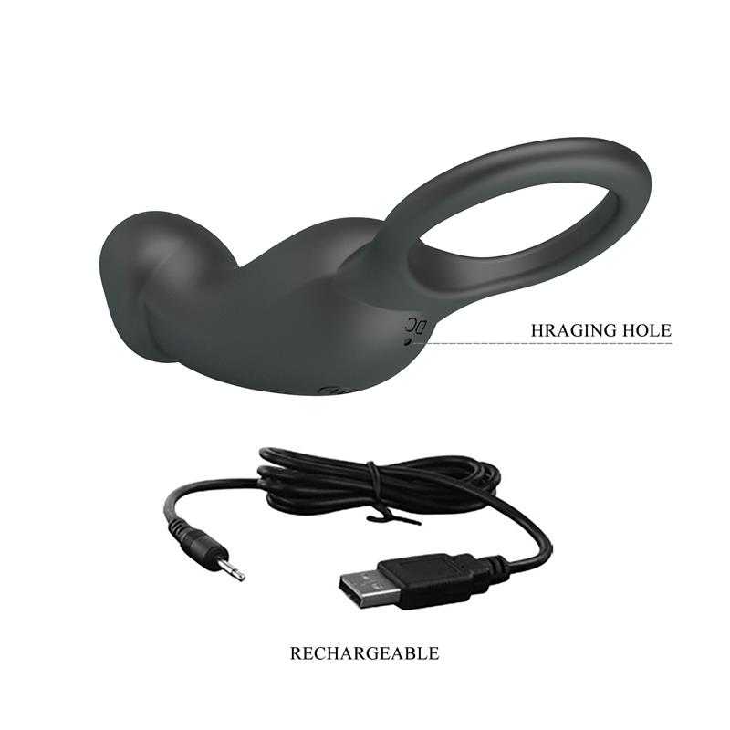 Trae Vibrating Cock Ring USB  Black