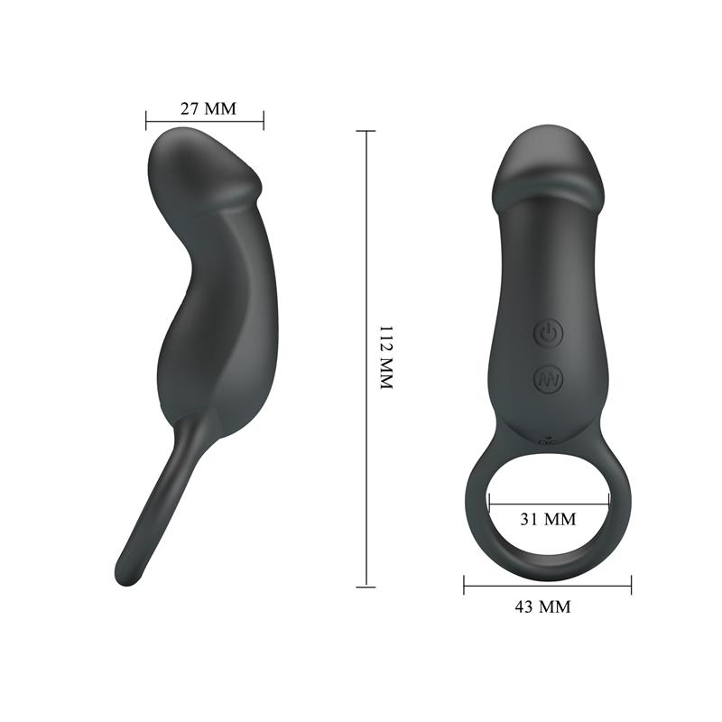 Trae Vibrating Cock Ring USB  Black