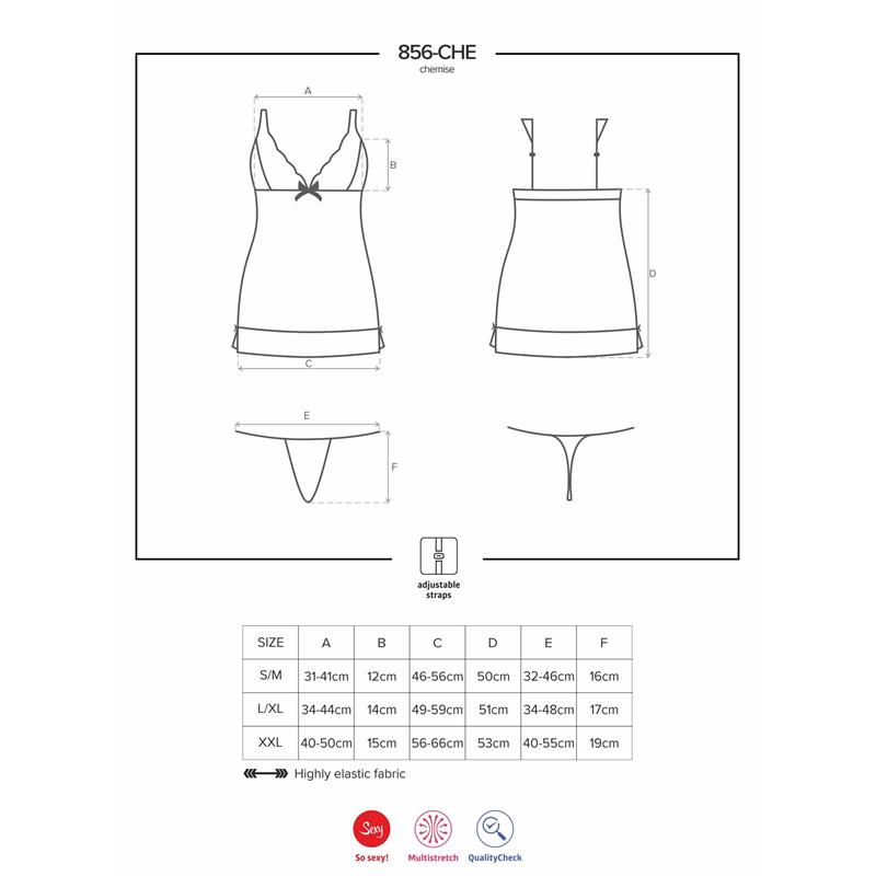 856-CHE-1 Chemise and Thong Black