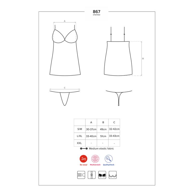 Chemise with Lace Black