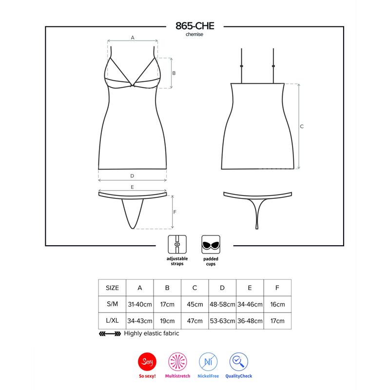 865-CHE-1 Chemise and Thong Black