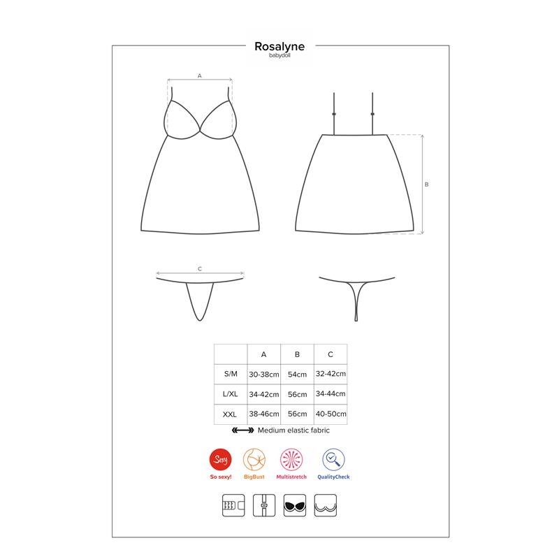 Rosalyne Babydoll and Thong Red Size S/M