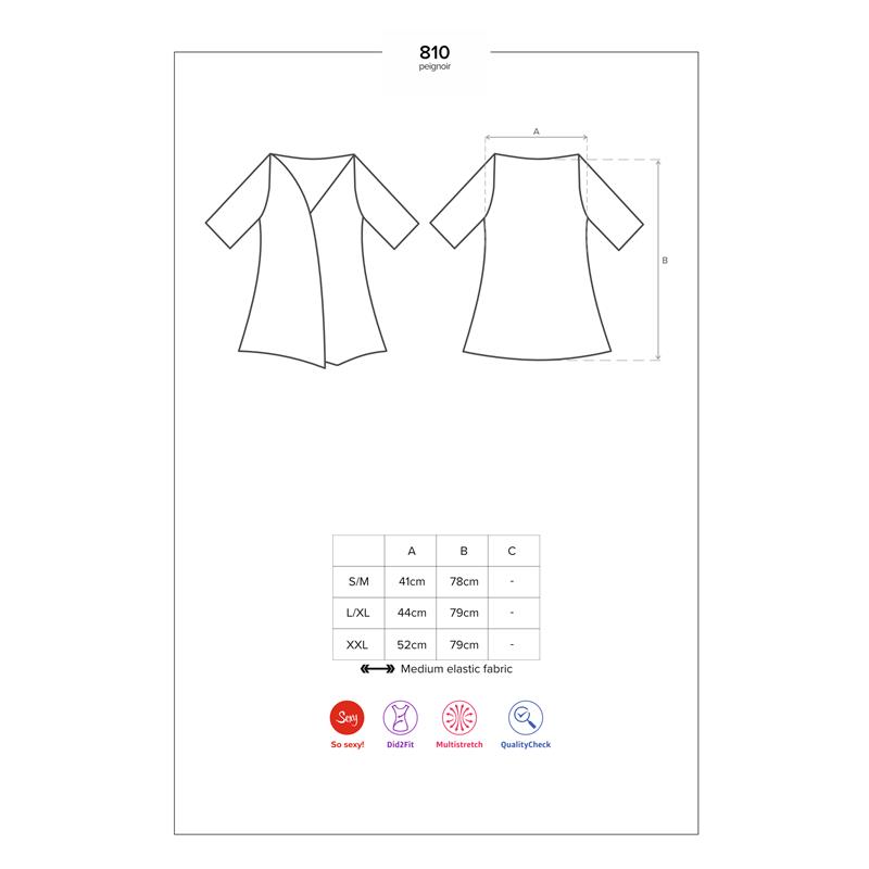 810-PEI-1 Kimono with Lace Black