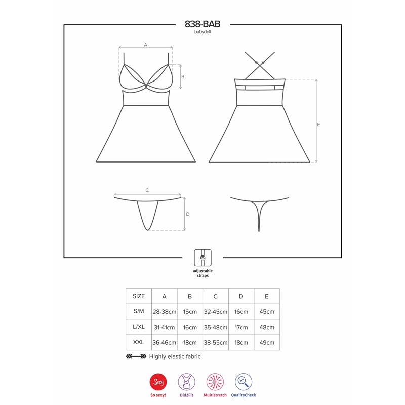 838-BAB-3 Babydoll and Thong Red