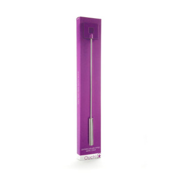Shots Ouch! Whips and Paddles Leather Square Tipped Crop Purple