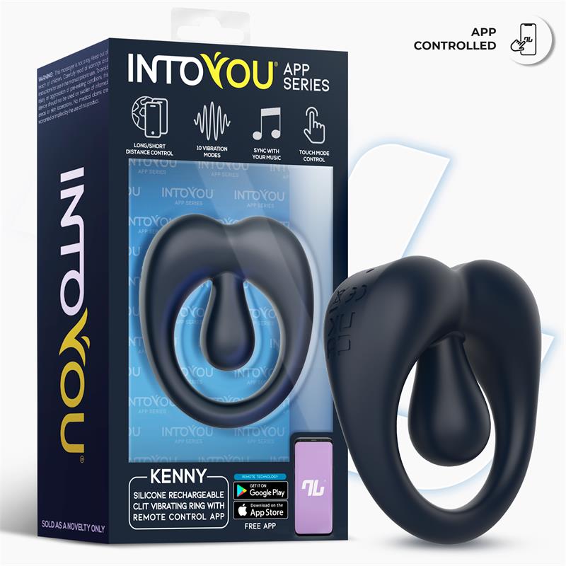 Kenny Penis Ring with Clitoris Stimulator and APP Night Blue