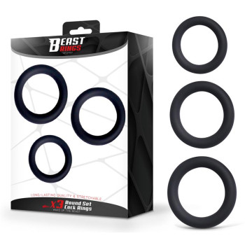 Set of 3 Penis Rings Silicone S, M and L