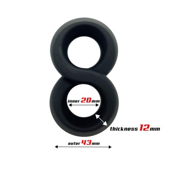 Double Penis Ring 100% Liquid Silicone 2 cm Black