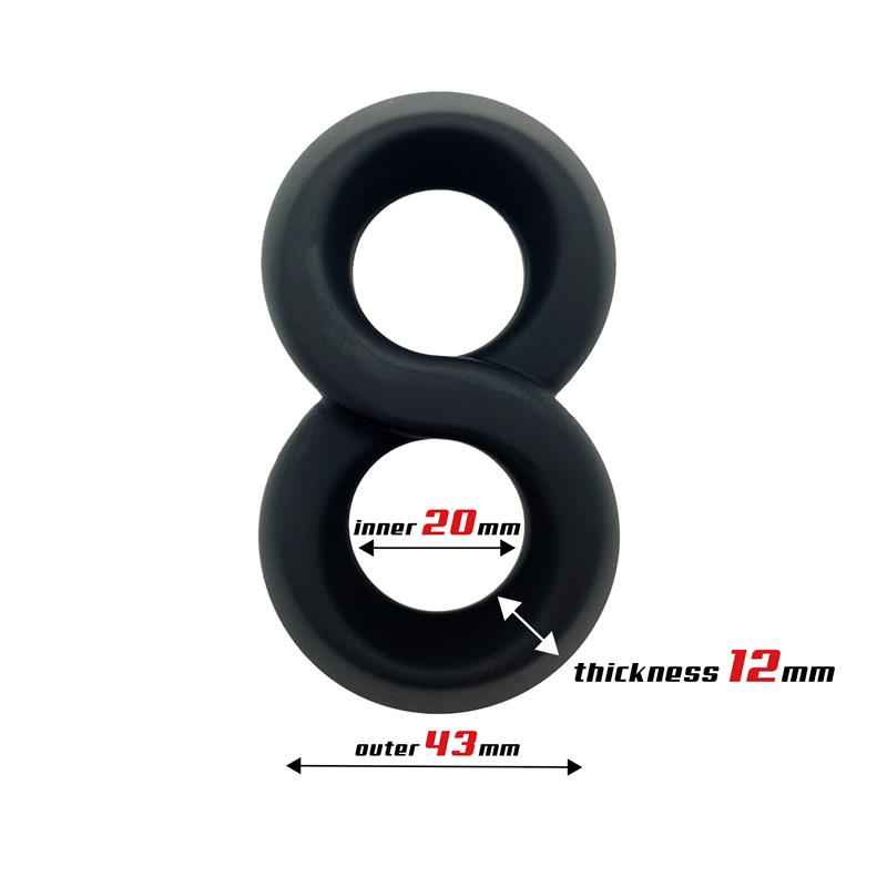 Double Penis Ring 100% Liquid Silicone 2 cm Black