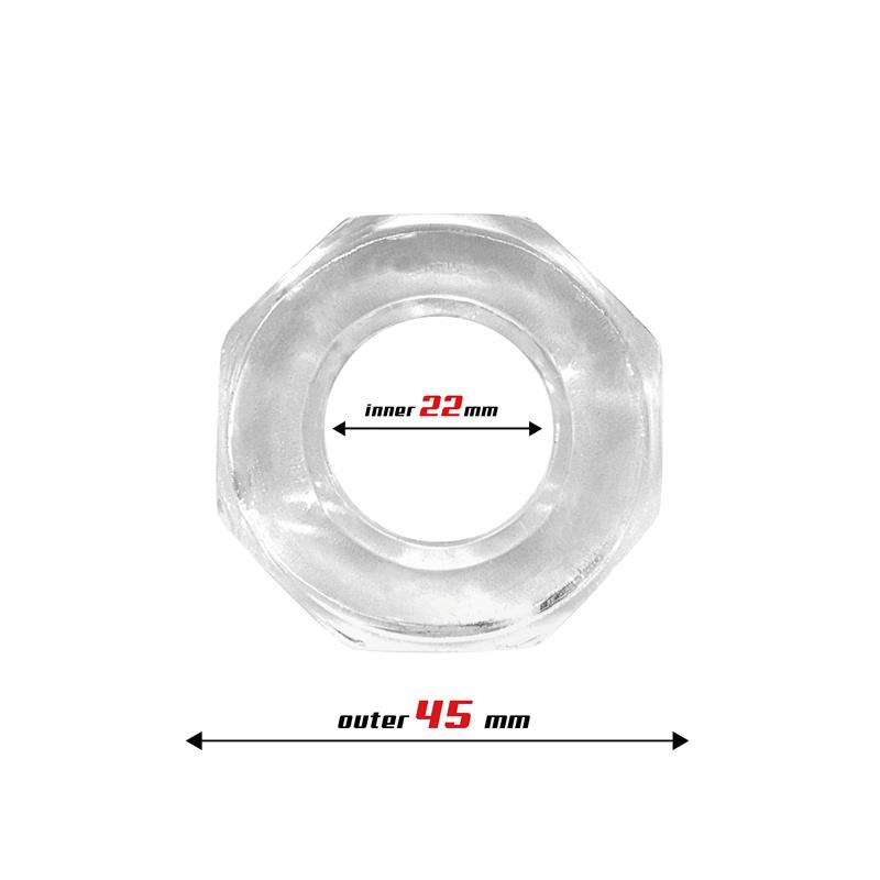 Cock Ring Super Flexible Polygon 2.2 cm Clear