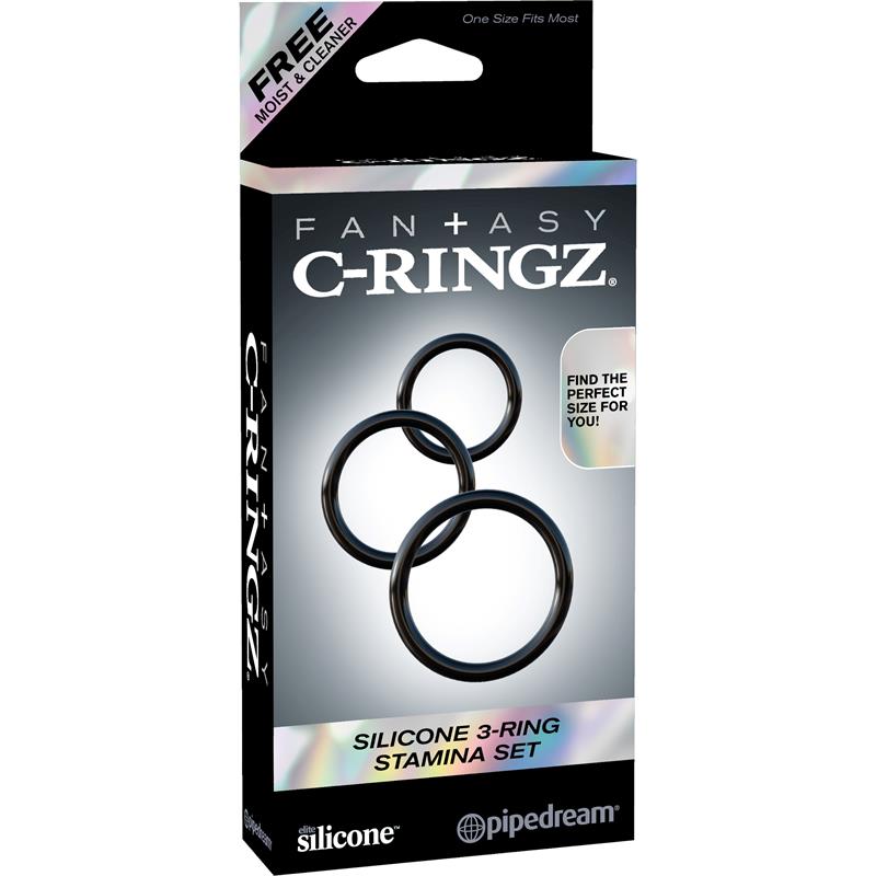 Fantasy C-Ringz Silicone 3-Ring Stamina Set Black
