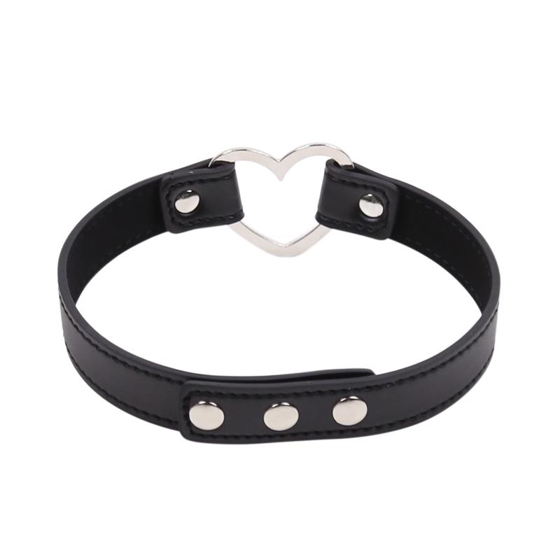 Collar with Heart Shaped Hoop Adjustable 41,5 cm Black