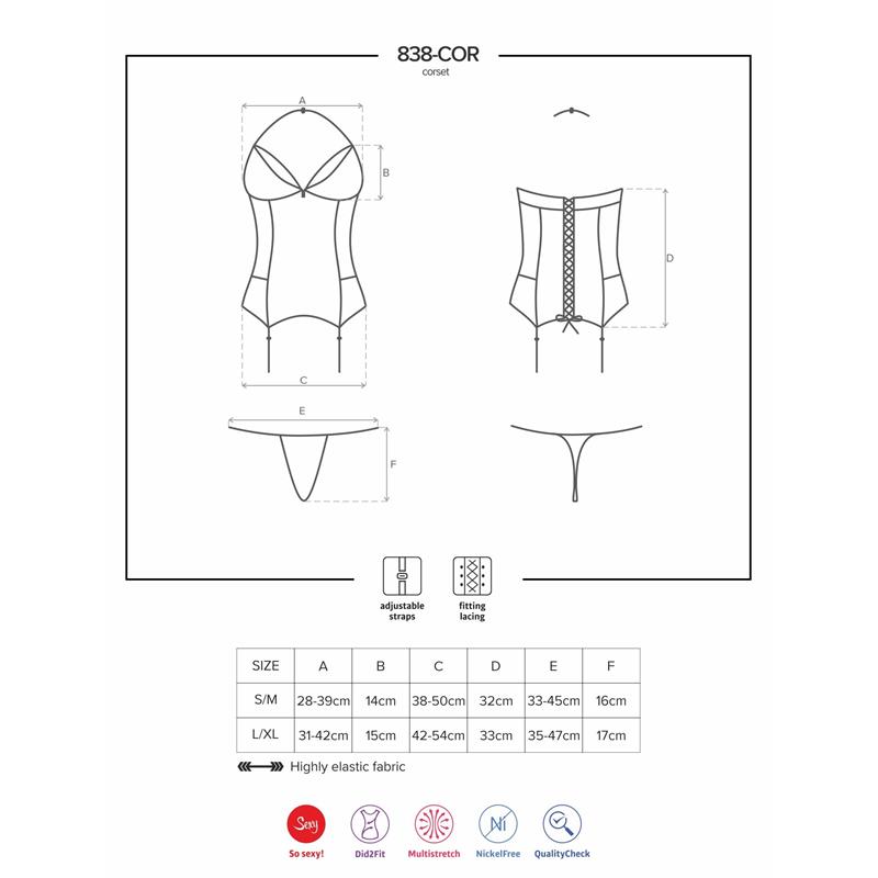 838-COR-3 Corset and Thong Red