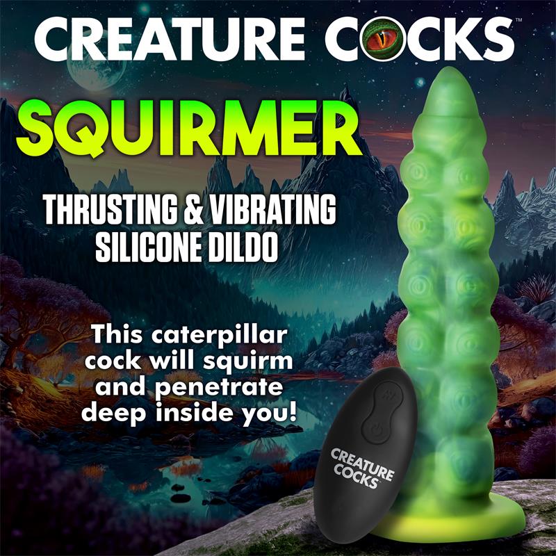 Squirmer Thrusting and Vibrating Dildo with Remote Silicone