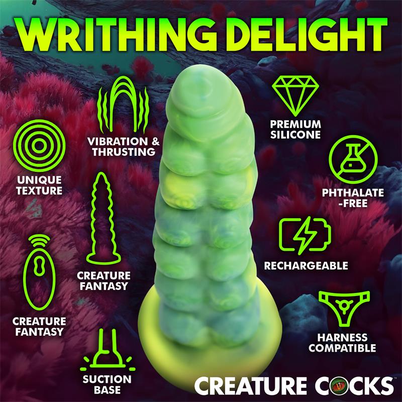 Squirmer Thrusting and Vibrating Dildo with Remote Silicone