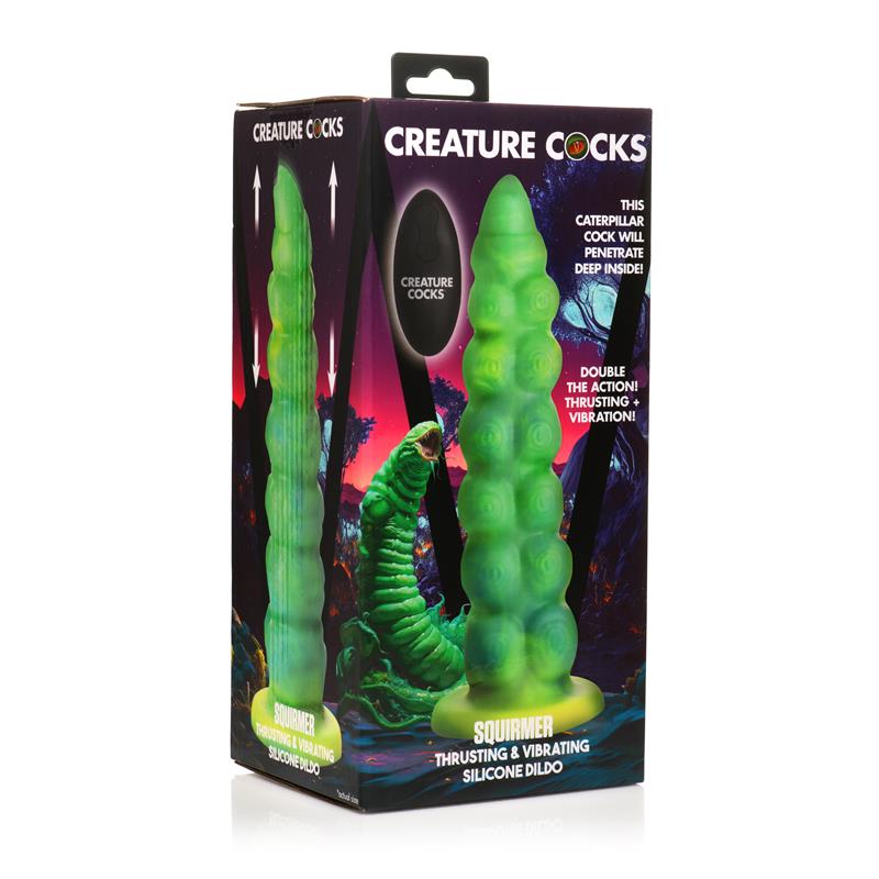 Squirmer Thrusting and Vibrating Dildo with Remote Silicone