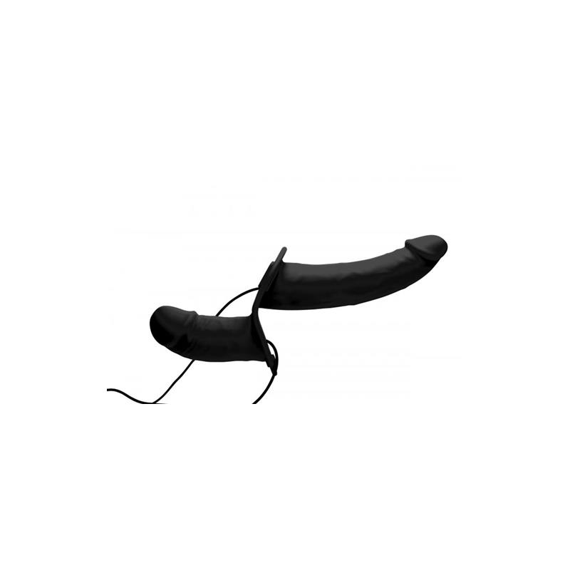 Power Pegger Double Strap-On Vibrator Black