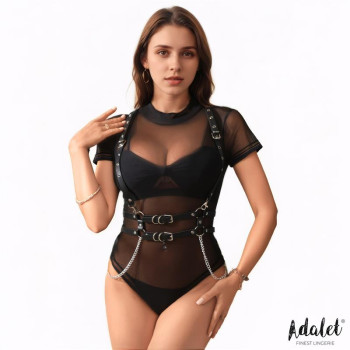 Brenda Vegan Leather Harness with Chain One size