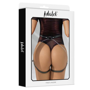 Oriana Vegan Leather Belt Harness with Chain One size