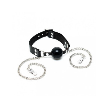 Mouthgag with nipple clamps-Adjustable