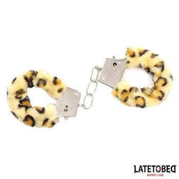 Furry Metal Cuff Animal Print Leopard